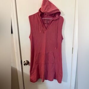 Women’s XL US Vintage Dark Pink Sleeveless Hoodie Dress